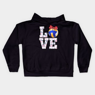 Summer Floral Love Volleyball Kids Hoodie